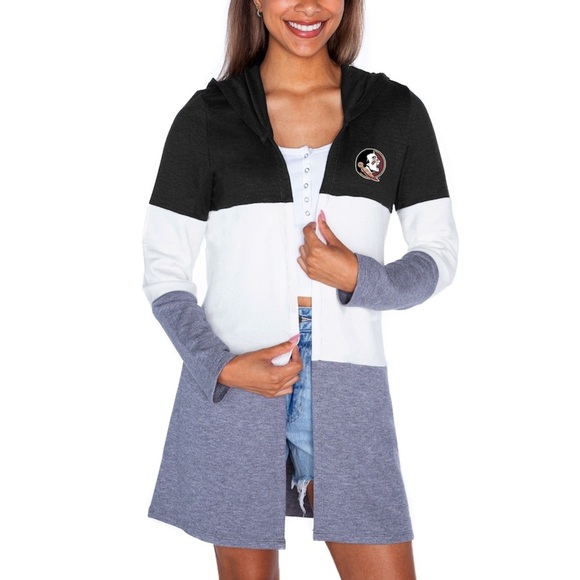Gameday Couture Florida State Seminoles Black, White, Red & Gray Hooded Cardigan - Picture 1 of 9